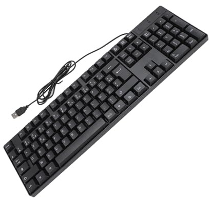ASHATA Clavier Filaire USB K1800, Clavier Pleine Taille 104 Touches, Clavier D'ordinateur USB Silencieux, Clavier Ergonomique pour PC Portable, Câble de 4,9 Pieds (Mise en Page AZERTY