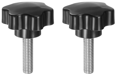 QUARKZMAN 2 Stück Rändelschrauben mit Sterngriff M10 x 35mm x 46mm Sterngriffschraube Kunststoff Knopf Edelstahl 304 Gewindebolzen Klemmschraube Sterngriffmutter Klemmknopf für Maschine
