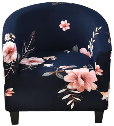 Hearda Clubsessel Bezug, Blume Drucken Sesselbezug Cocktailsessel Bezug Weich Stretch Sesselhusse 1 Teilig Universal Modern Sesselüberwurf für Esszimmer Wohnzimmer Café Büro (Rosa Blume)