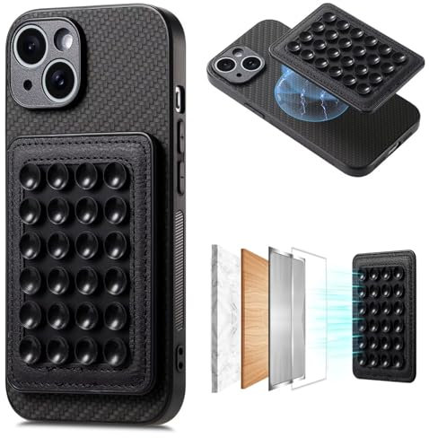 GoodcAcy Fundas Motorola Moto E40 Carcasa Caja Case Estuche, Soporte para Teléfono con Ventosa, Soporte para Teléfono con Espejo Autoadhesivo Manos Libres-Negro