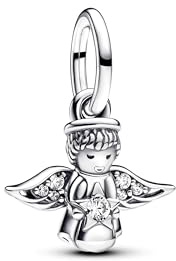 PANDORA Moments 793598C01 - Colgante de ángel brillante, compatible con pulseras Moments y ME, Silber, Plata de ley, Circonita cúbica