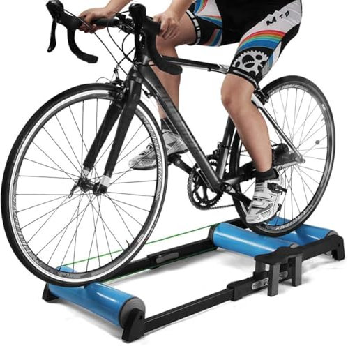 WTLONBF Fahrrad-Rollentrainer, blaues Indoor-Fahrrad zum Radfahren, Fahrradtrainer für professionelles Training, Faltbare Fahrrad-Rollentrainer, Fitness-Heimtrainer-Tools für 24-29-Zoll-MTB