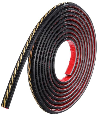 sourcing map Garniture de moulage autocollante pour murs, 2 cm x 4,9 m, bande de moulage miroir flexible, bande de panneau mural, bordure de papier peint pour bricolage, sol, plinthe, noir/doré