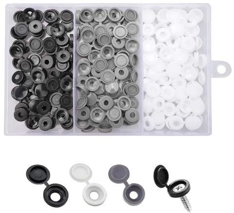 Plastic Hinged Screw Cover Caps 300 Pcs Plastic Screw Cap Covers Fit 6 And 8 Screws, Plastics Folding Snap Caps, for Covering Protection