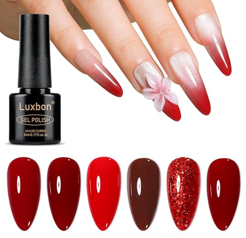 Luxbon 6 pz Smalto Gel Semipermanente Set - Set di colori invernali Smalto Gel di lunga durata, uv led Soak Off Nail Art Designs Manicure Kit 034