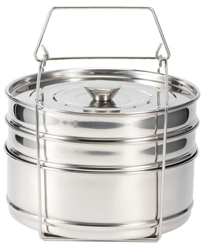 Juego de Olla Vaporera de Acero Inoxidable de 3 Niveles, Ideal para Cocinar Al Vapor Arroz, Verduras, Carne, Pescado o Sopa, Preparar Tartas de Queso o lasaña.