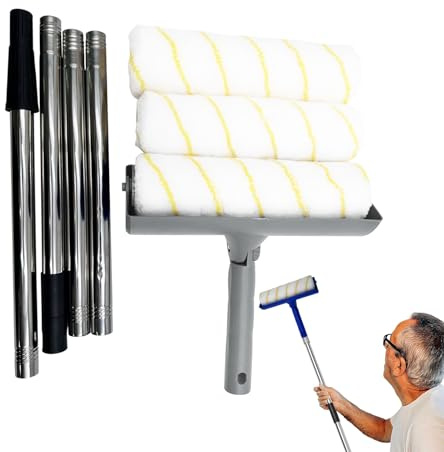 Farbroller-Werkzeugset – Ergonomischer Teleskopgriff für Wände, Decken, Möbel | Heimwerkerprojekte, Malerset für Innenarchitektur, präzise Abdeckung für glattes Finish, einfache Anwendung, Heimwerker-