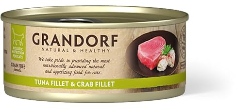Grandorf - Thunfischfilet mit Krabbe - Hypoallergenes Nassfutter - Erwachsene Katzen 6 x 70 g