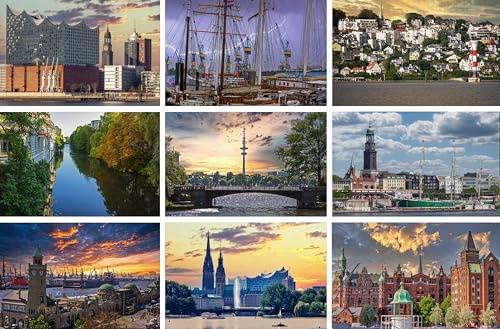 Postkarten Set Hamburg - 9 einzelne Karten / Grußkarten / Ansichtskarten