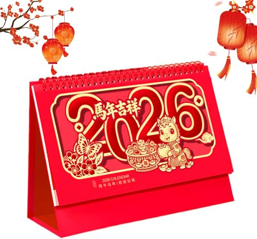 Ylnailky Chinesischer Kalender 2026,Neujahr 2026 Planer Chinesische Heimdekoration - Kalender für Mondneujahr mit Täglichem Planer,Für Freunde Kollegen Wohnzimmer Homeoffice Studium Feiertag