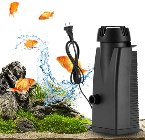 300 L/H Skimmer Aquarium 4W für Aquarien bis zu 500 L,Aquarium Skimmer Oberflächenskimmer mit Kunststoff Schwamm Und Saugnäpfen, Mini Aquarium Filter Wasseroberfläche Ölfilm-Entferner Aquarium Pumpe
