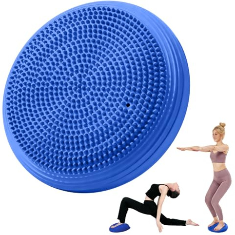 RANJIMA Balance Kissen Mit Pumpe, 34 cm Kinder Erwachsene Balancekissen Ballsitzkissen, Sitzkissen Orthopädisch für Aufrechte Körperhaltung, Fitness, Gleichgewichts- und Krafttraining (Blau)