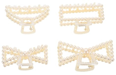 Ciieeo Fermagli per Chioma in Acrilico Beige con Decorazioni a Sfera, 4 Pezzi Eleganti e Unici per Acconciature Semplici, per Uso Quotidiano e Compleanni