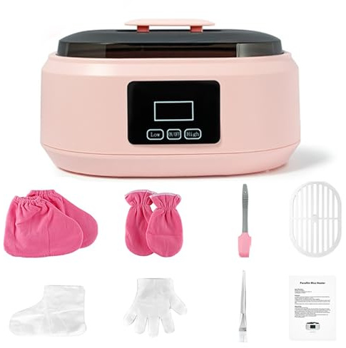 Paraffinvaxvärmare-kit, paraffinvaxmaskin för händer och fötter med pekskärm och justerbar temperatur, snabbsmältande paraffinbad, återfuktande och exfolierande, mjuk och len hud pink
