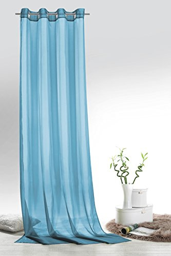 heimtexland Fashion&Joy - Ösenschal Voile Aqua HxB 245x140 cm - transparent einfarbig - Dekoschal blau Gardine Typ418