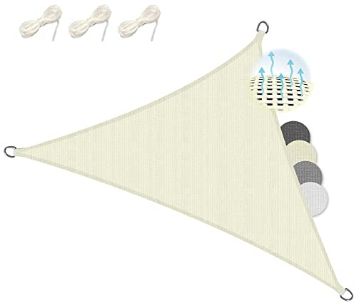 Sol Royal Sonnensegel dreieckig wasserdurchlässig HDPE UV Sonnenschutz Pool | 7x5x5m Creme atmungsaktiv Balkon Terrasse Segeltuch Segel Camping – Atmungsaktiver Garten Beschattung Shade Sails HS9