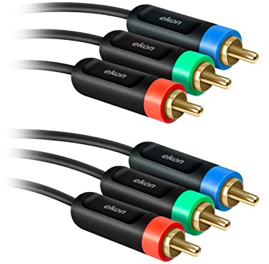 Ekon cavo YUV component RGB RCA, 1.5 metri, maschio maschio, rosso, verde, blu, per DVD, Blue-Ray, proiettori, TV