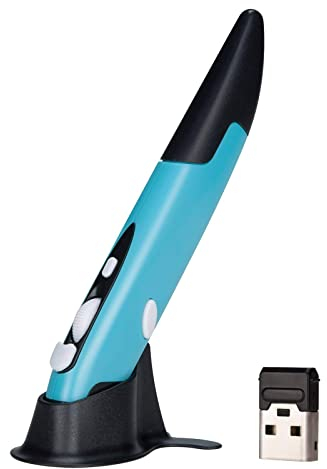 Lychee Mouse Penna Wireless,2.4GHZ Ottico Wireless Optical Mini Pen Mouse con Receiver USB 500/1000 DPI Regolabile per Windows 2000/XP/Vista/7 Linux Mac Sistema Operativo Android (Blu 01)