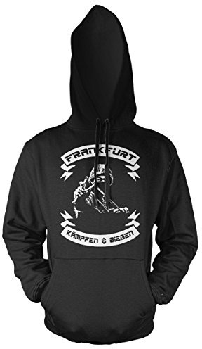 Frankfurt kämpfen u. Siegen Männer und Herren Kapuzenpullover | Main Fussball Ultras Geschenk | M2 (XL, Schwarz)