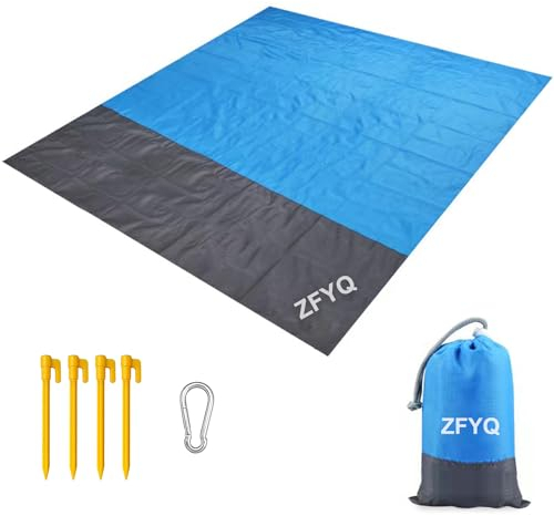 ZFYQ Picknickdecke 200 x 210 cm, Stranddecke Wasserdicht, mit 4 Erdnägel, Decke für Strand, Picknick, Camping, Kurztrips und Outdoor Reisen