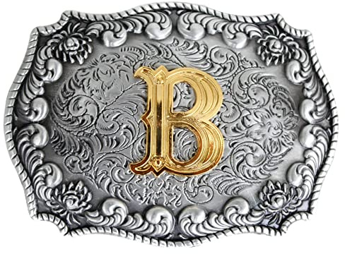 Bältesspänne för män, engelsk bokstav i 3D, västerländsk stil, cowboyalfabet, initialer, bältesspännen för män