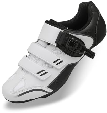 LZQpearl Zapatillas de Ciclismo con Suela de Goma, sin Bloqueo con Sistema de Cordones de Giro rápido