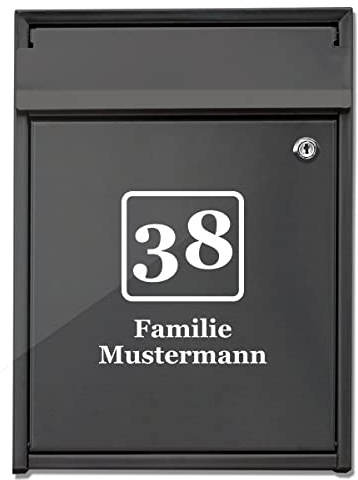 foliado® Hausnummer Familienname Straße für Briefkasten als selbstklebender Aufkleber Milchglasfolie, farbige Folie für Haustür Glasdekor Namensschild | Größe bis 15 cm | #APD-016