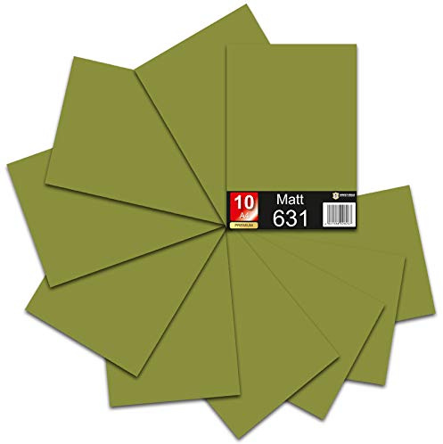 Din A4 Bogen 30x21cm 621/631 Plotterfolie Folie Vinyl Autofolie (493 Olive, 10er Set 631 Matt)