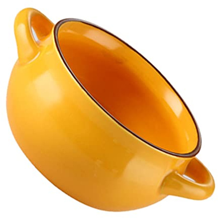 Angoily Suppenschüssel Zwiebelsuppentasse Porzellan Ramekins für Pudding Creme Brulee Und Pudding Keramik Suppe Backen Schüssel Griff Runde Dessert Obst Schüssel Tasse Teller