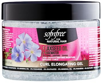 SOF N’ FREE Curl Elongating Gel with Flaxseed Oil & Rosewater Curly Hair Gel for Moisture-Defying, Hydrated Curls, Styling Gel for Curly & Coily Hair Types 325ml Sourced by Bronx International Ltd