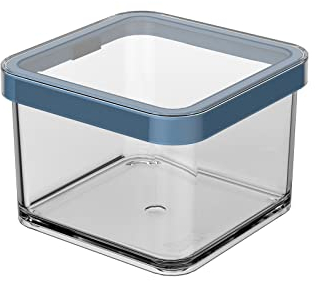 Rotho Loft - Barattolo da 0,5 l con coperchio, in plastica per alimenti (SAN), senza BPA, trasparente/blu, 0,5 l (10 x 10 x 7,2 cm)