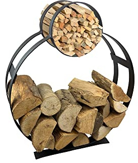 Garden Pride Log Holder/Firewood Rack with kindling holder - Ideal for carrying and storing logs it's an essential fireplace accessory - Circle Design