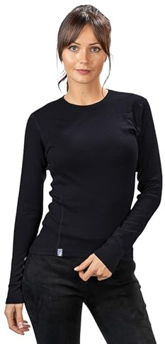 ALPIN LOACKER Camiseta Manga Larga Mujer 230g/m - La Camiseta termica Mujer de Lana Merino, Ropa Interior Mujer termicas para Deporte, Nero S