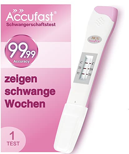 Accufast Schwangerschaftstest mit Wochenbestimmung zur Früherkennung, kann wie viele Wochen schwanger anzeigen, hCG Urintest mit 99,99% Genauigkeit & schnellem Ergebnis (1 Test)
