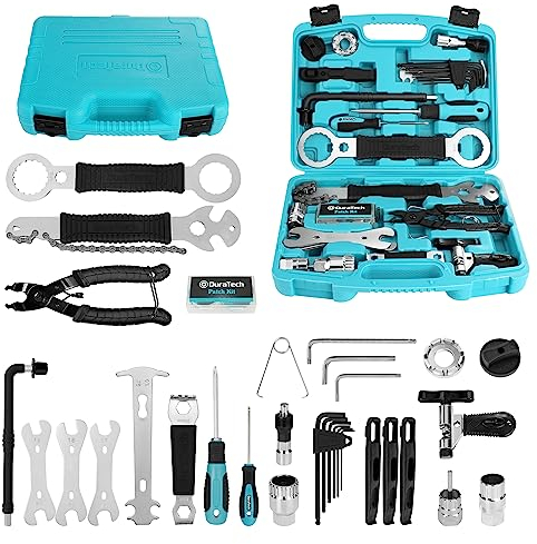 DURATECH 41-Piece Professional Bicycle Repair Set, Bicycle Repair Kit with Tool Box, Bike Tool Kit, Home Multi-Purpose Repair Kit, Suitable for Professional Bicycle Repair, Home Routine Repair, DIY