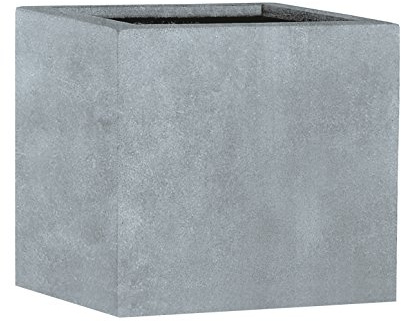 Casa Mina Esteras Pflanzkübel groß außen - Fiberglas Blumenkübel 27x27x27cm - Premium Pflanzgefäß für Draußen - Blumenkübel Frostsicher - Blumenkasten für den Garten Bleigrau - Lisburn