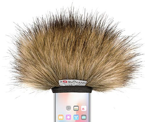 Gutmann Mikrofon Windschutz Fell für Apple iPhone 14 & 15/14 & 15 Pro / 14 & 15 Pro Max Wolf Handgefertigt in Deutschland