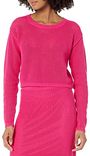 The Drop Top da Donna, Asher, Corto, all'Uncinetto, a Maniche Lunghe, Rosa Acceso, S