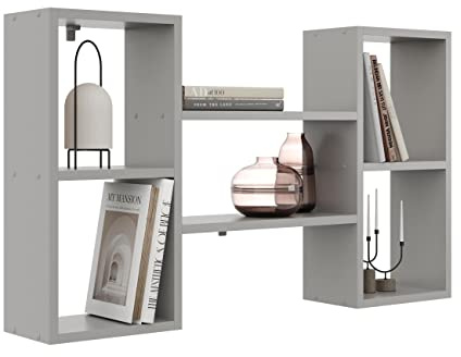 KUBUTKU Dekorativ Wandregal mit 5 Böden 102x60x18 Design Skandinavischer Modern für Wohnzimmer Küche Büro Schlafzimmer Badezimmer Hängeregal Bücherregal (Grau)
