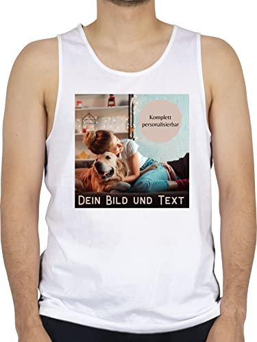 Tanktop Herren Tank Top Männer - eigenem - Foto Bild Geschenk I Dein Bild und Text - S - Weiß - achselhemden selbst drucken Photo muskelshirts selber Bedrucken Lassen personalisiertes Fotos