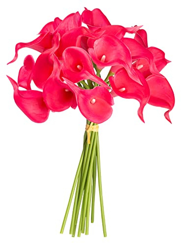 Katomi 10 stems of real touch artificial calla lilies ¡ (Rosy red)