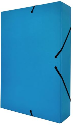 Raylu Paper – Carpeta de Proyectos Mate de tamaño A4 con lomo de 7 cm, carpeta de cartón resistente y cierre con gomas para proyectos escolares u oficina, Archivador tamaño 34 x 24 cm (Azul)