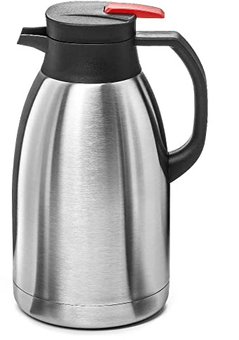 Forgast Caraffa Termica Professionale in Acciaio Inox, 2 Litri, Thermos Caraffa con Coperchio a Pressione per Bevande Calde e Fredde Caffè Tè, per Ristorante Catering Mense Hotel Buffet