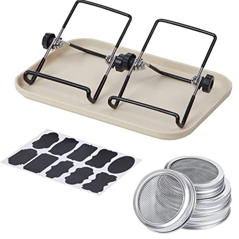Keimglas-Set, Edelstahl-Keimdeckel, Keimglasdeckel mit Sprossenständer, breite Öffnung, Sprossenglas-Ständer für Zuhause, Küche, Bohnensprossen