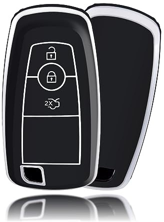 OFFCURVE Etui a Cle Voiture Coque Clé, Étui à Clés Couvre Clef Cache Clef Apte à Ford S-Max F150 Mk4 Focus Mustang Ecosport Fusion Edge Explorer Expedition Mondeo Ranger Fiesta Lincoln MKC MKX MKZ