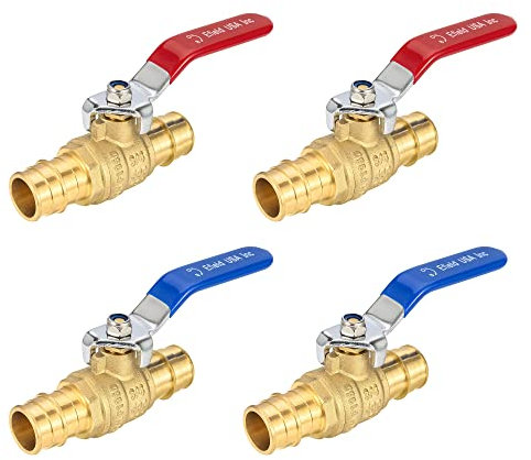 EFIELD Kaltausdehnung Pex-A 2,5 x 2,5 cm Messing-Kugelhähne für heißes und kaltes Wasser, Trinkwasser, ASTM F1960, UPC-zertifiziert, 4 Stück