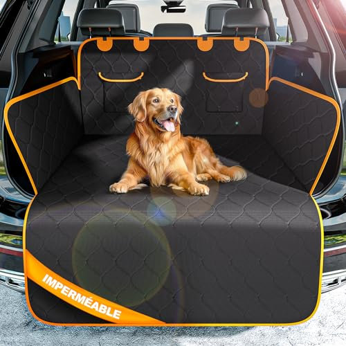 DZKKIUR Kofferraumschutz Hund mit Seitlicher Schutz,Wasserfest,rutschfest und Kratzfest Kofferraum Schutzmatte Hund,Universal Schwarz Hundedecke Auto Kofferraum für Kleinwagen,Kombi,SUV
