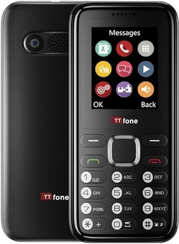 TTfone TT150 Handy Basic entsperrt mit Bluetooth, Lange Akkulaufzeit, Dual-SIM mit Kamera und Spiel, einfach zu bedienen, robust und leicht (Schwarz, mit Ladegerät)