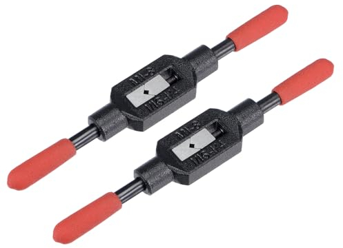 QUARKZMAN 2Stk Verstellbare Rohrzange Handgriff für 1/16-1/4 UNC/UNF/Metrisch M1-M8 Gewindeschneider Schraube Gewindebohrer Halter Reibahle Hand mit Plastik Tauchgriff