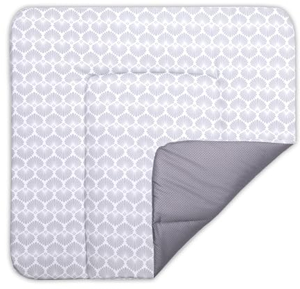 BONKY® Wickelauflage 75x72 cm - aus hautfreundlicher Baumwolle - Wickelunterlage mit rutschfeste Unterseite - Baby Wickeltischauflage - Mega weich und angenehm - Made in EU - Muschel
